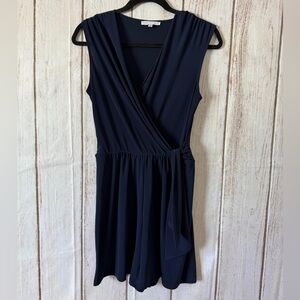 Annalee + Hope Navy Blue Sleeveless Surplice Wrap Front Romper with Side Tie